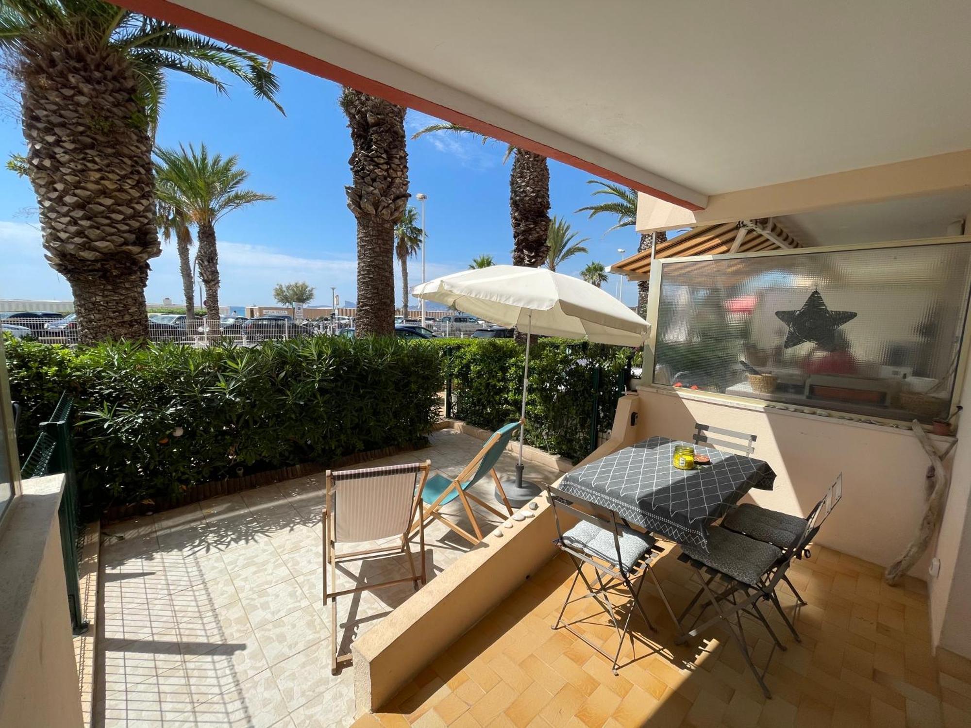 "Les Palmiers" Studio Spacieux Vue Mer Terrasse & Parking Saint-Cyr-sur-Mer Exteriör bild